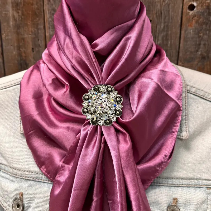 35X35" Solid Rose Wild Rag / Scarf Wrs6 - Crystal Concho Wild Rag Slides - Assorted 7