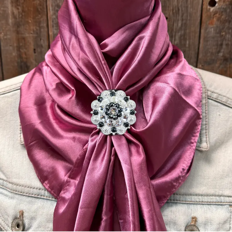 35X35" Solid Rose Wild Rag / Scarf Wrs6 - Crystal Concho Wild Rag Slides - Assorted 8
