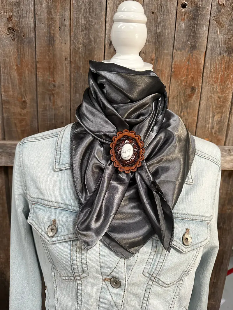 35X35" Solid Silver/Grey Wild Rag / Scarf -R102cabwt Slide Wrsc15c 1