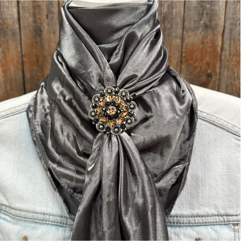 35X35" Solid Silver / Grey Wild Rag / Scarf Wrs15 - Crystal Concho Wild Rag Slides - Assorted 5
