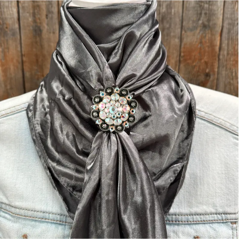 35X35" Solid Silver / Grey Wild Rag / Scarf Wrs15 - Crystal Concho Wild Rag Slides - Assorted 7