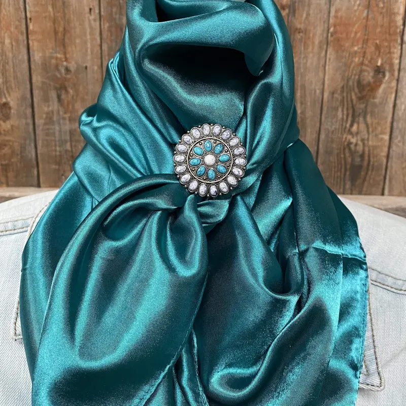 35X35"  Solid Teal Wild Rag / Scarf -Slide W212 Wrsc5e 1