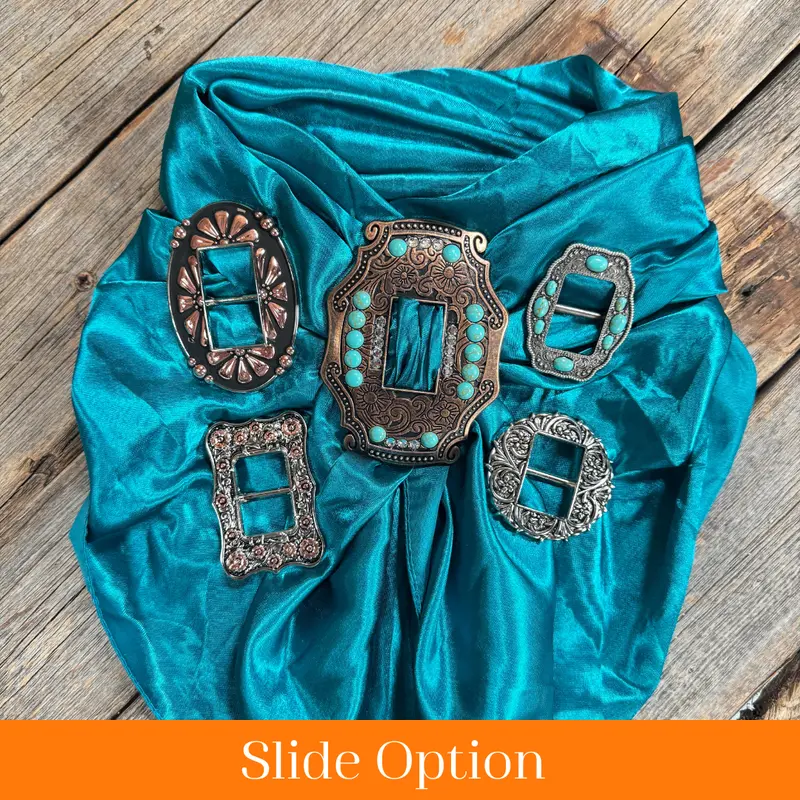 35X35" Solid Teal Wild Rag / Scarf Wrs5 - Buckle Wild Rag Slides - Assorted 1