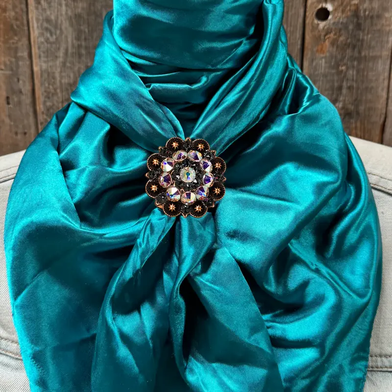 35X35" Solid Teal Wild Rag / Scarf Wrs5 - Crystal Concho Wild Rag Slides - Assorted 2