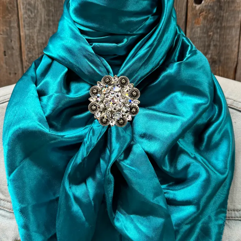 35X35" Solid Teal Wild Rag / Scarf Wrs5 - Crystal Concho Wild Rag Slides - Assorted 5