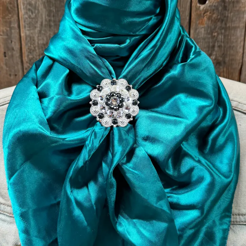 35X35" Solid Teal Wild Rag / Scarf Wrs5 - Crystal Concho Wild Rag Slides - Assorted 8