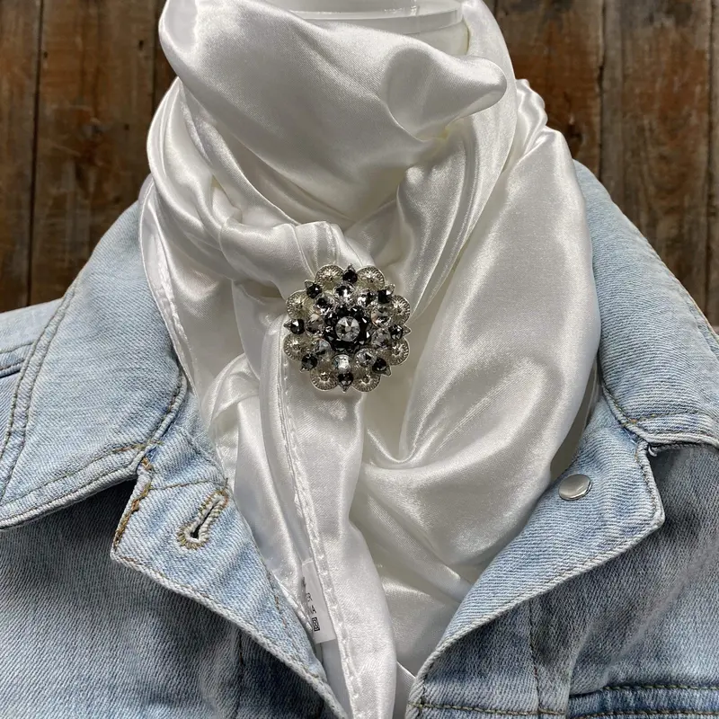 35X35" Solid White Wild Rag / Scarf - Bright Jet & Clear Slide Wrsc3a 1