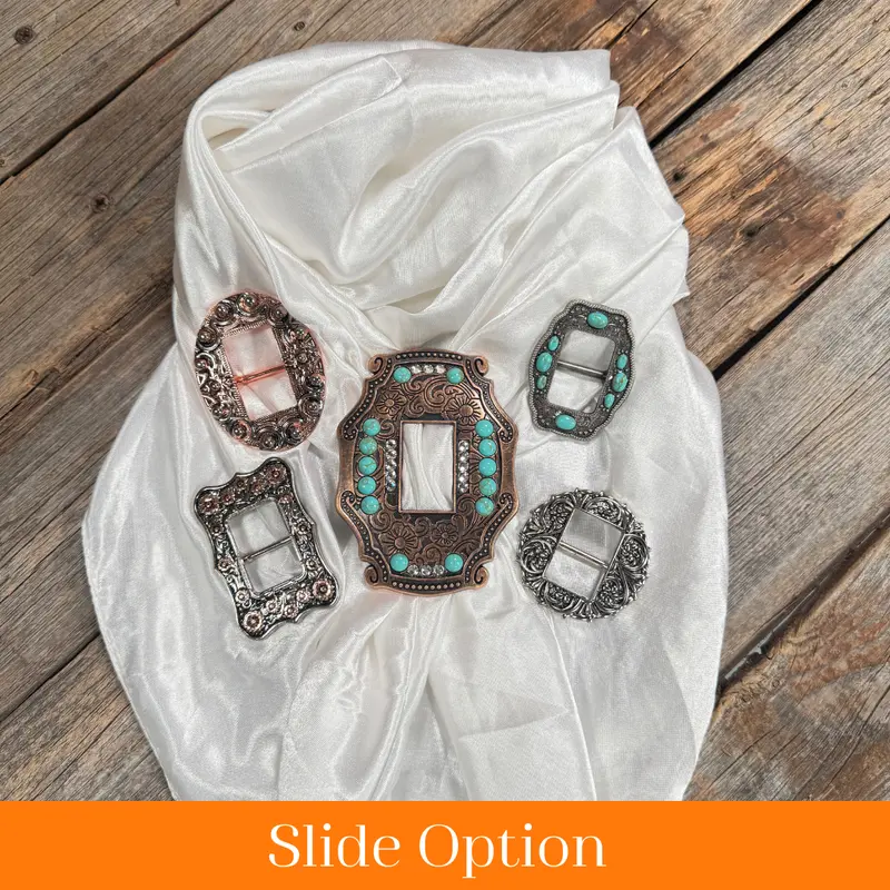 35X35" Solid White Wild Rag / Scarf Wrs3 - Buckle Wild Rag Slides - Assorted 1