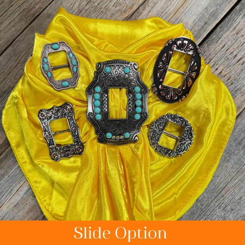 35X35" Solid Yellow Wild Rag / Scarf Wrs23 - Buckle Wild Rag Slides - Assorted 1