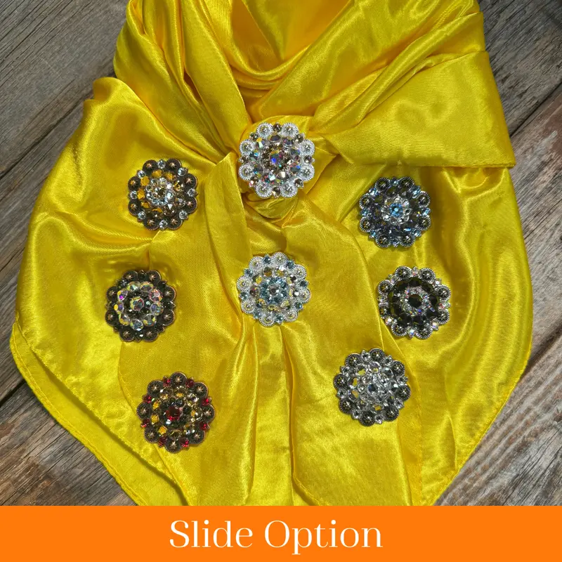 35X35" Solid Yellow Wild Rag / Scarf Wrs23 - Crystal Concho Wild Rag Slides - Assorted 1