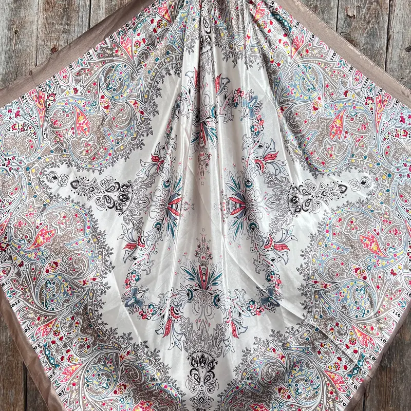 35X35" Tan Floral Wild Rag / Scarf Wr3421 2