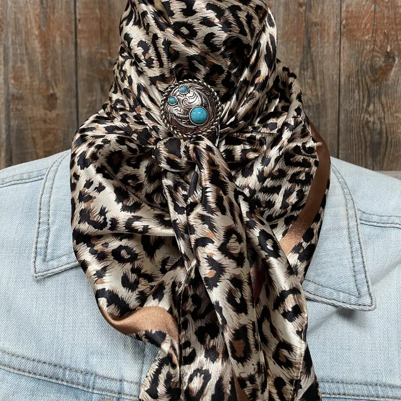 35X35" Tan Leopard Wild Rag / Scarf - W206 Slide Wrc168c 1