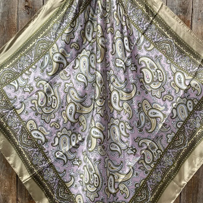 35X35" Tan & Pink Paisley Wild Rag / Scarf -W111l Slide Wrc2145b 2