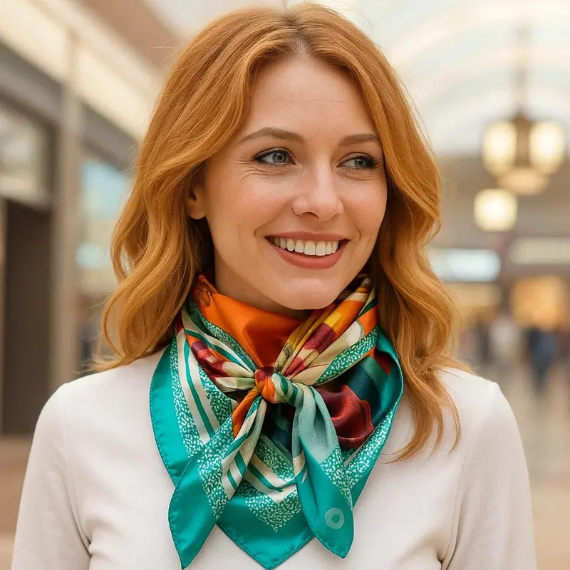 35X35" Teal And Orange Floral Wild Rag / Scarf Wr3437 1