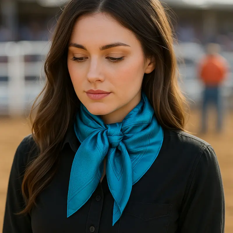 35X35" Teal Jacquard Wild Rag / Scarf Wr4020 1