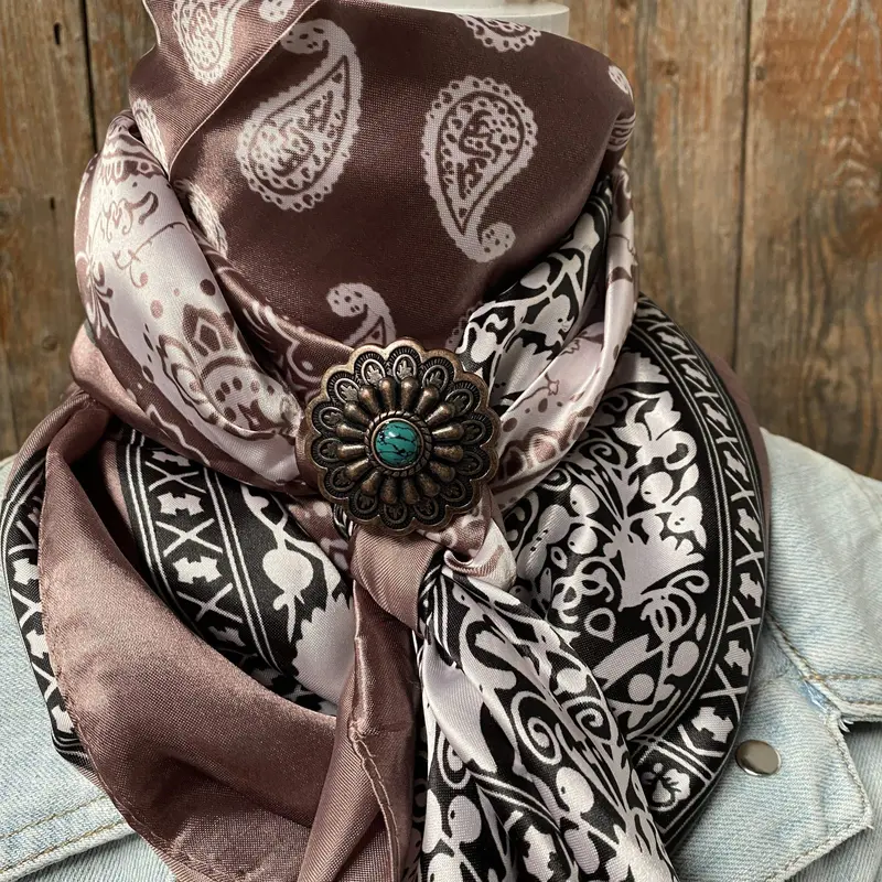 35X35" Two Tone Paisley Wild Rag / Scarf -W103 Slide Wrc2557b 1