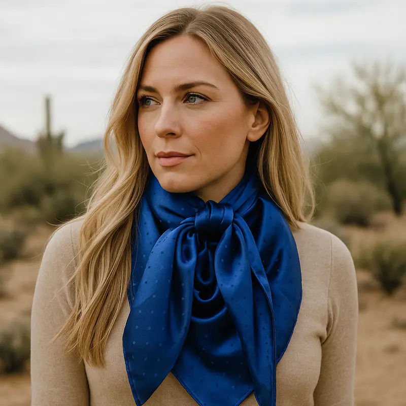 42X42"  Cobalt Jacquard Xl Wild Rag / Scarf Wr3504 1