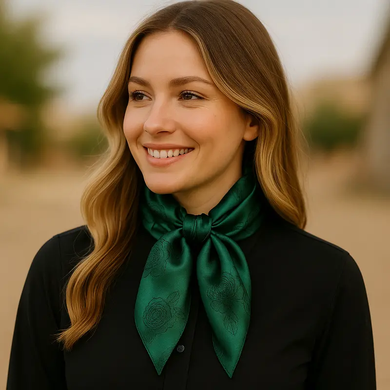42X42"  Emerald Jacquard Xl Wild Rag / Scarf Wr3523 1