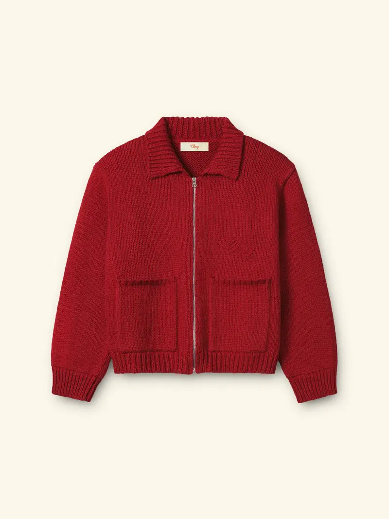 5 Star Cotton Knit Zip Jacket (Cherry Red) 1