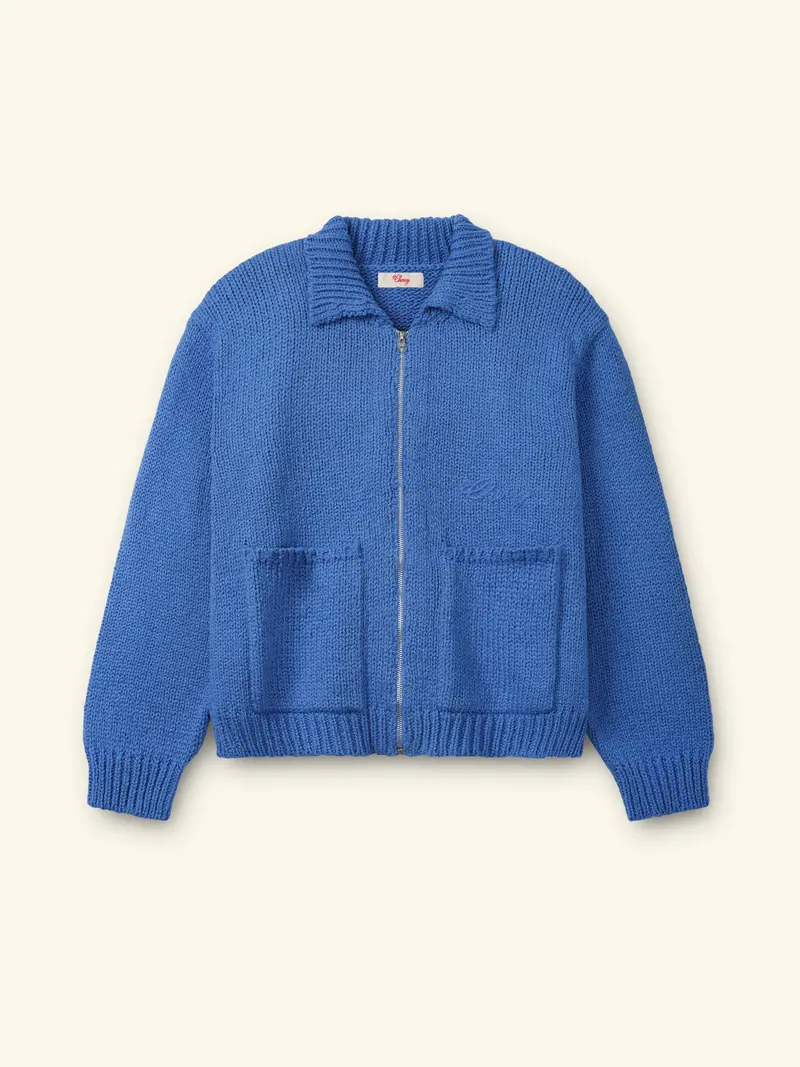 5 Star Knit Zip Jacket (Steel Blue) 1