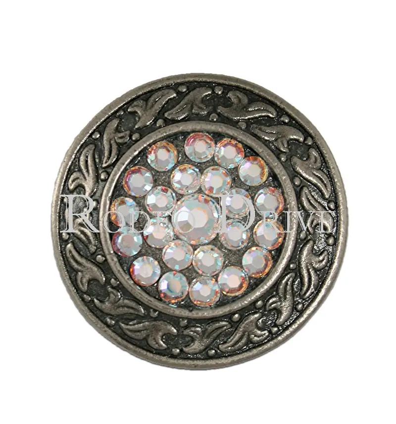 Ab Antique Silver 1.5" Disc European Crystal Concho- 1