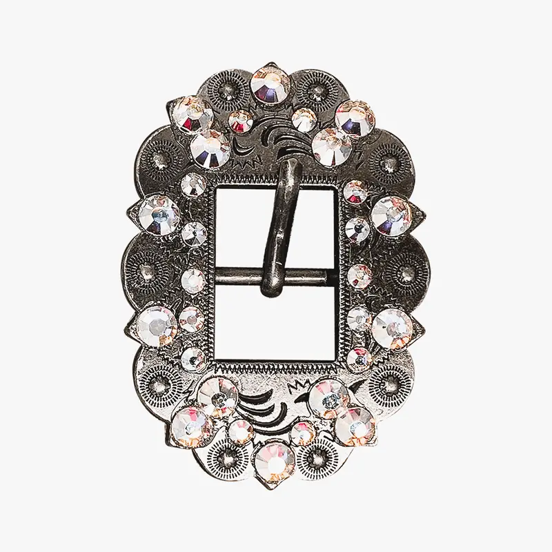Ab Antique Silver European Crystal Cart Buckle 1