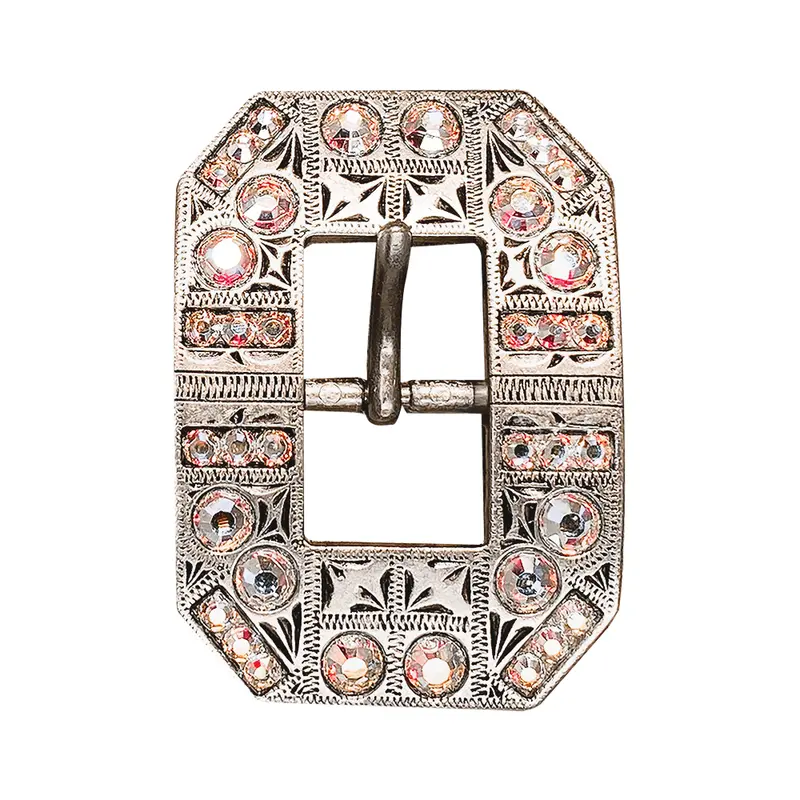 Ab Antique Silver European Crystal Square Cart Buckle 1