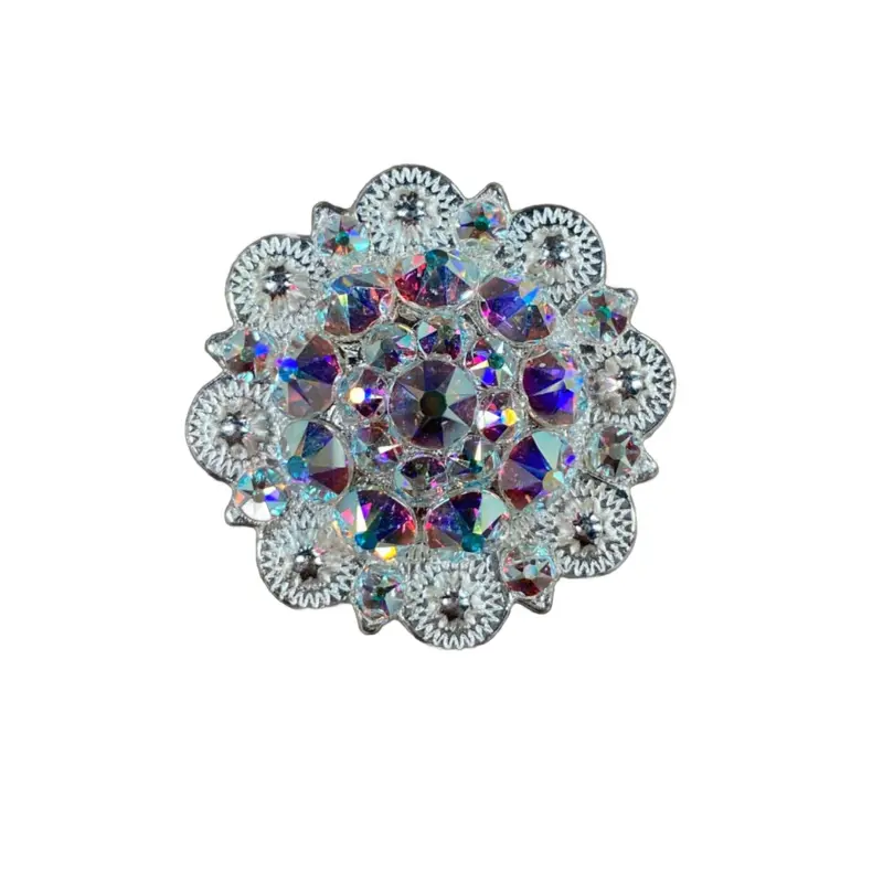 Ab Bright Silver 1.5" European Crystal Concho 1