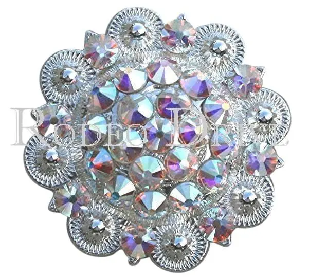 Ab  Bright Silver 2" European Crystal Concho 1