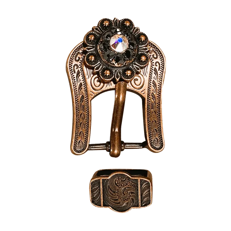 Ab & Jet Copper European Crystal Buckle Keeper Set 1