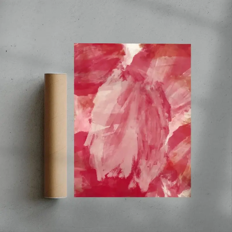 Abstract Minimalist Painting In Red And Pink 3