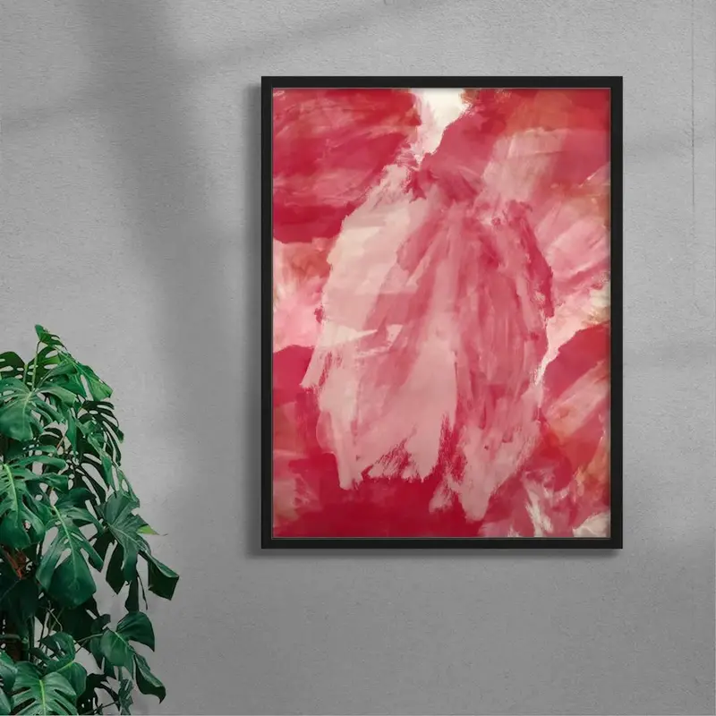 Abstract Minimalist Painting In Red And Pink 4