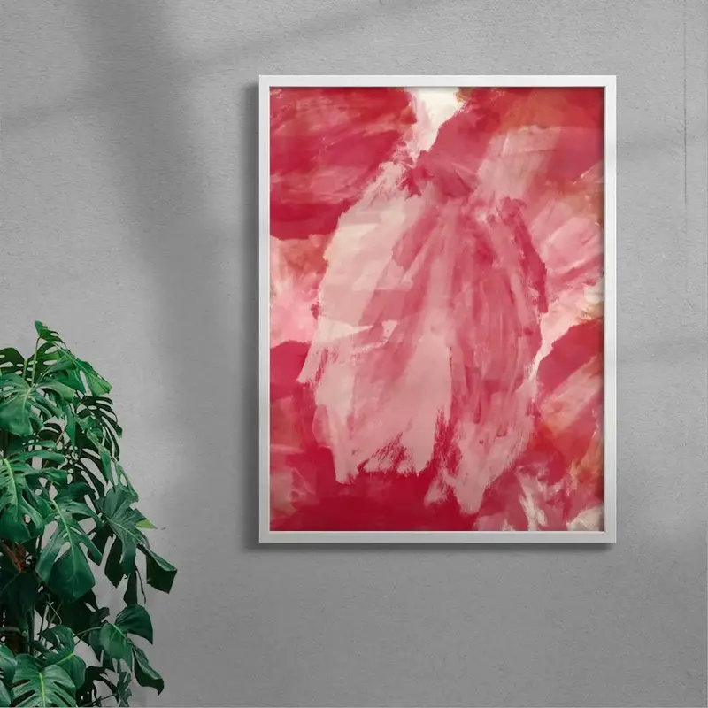 Abstract Minimalist Painting In Red And Pink 5