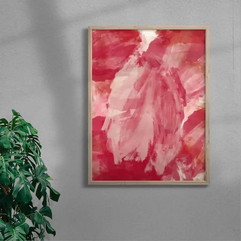 Abstract Minimalist Painting In Red And Pink 6