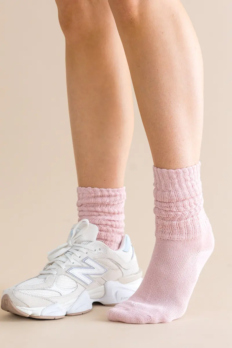 Adult Scrunch Socks In Blush 1