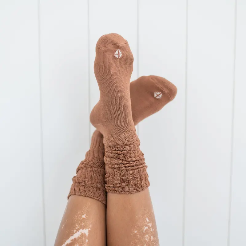 Adult Scrunch Socks In Latte 1