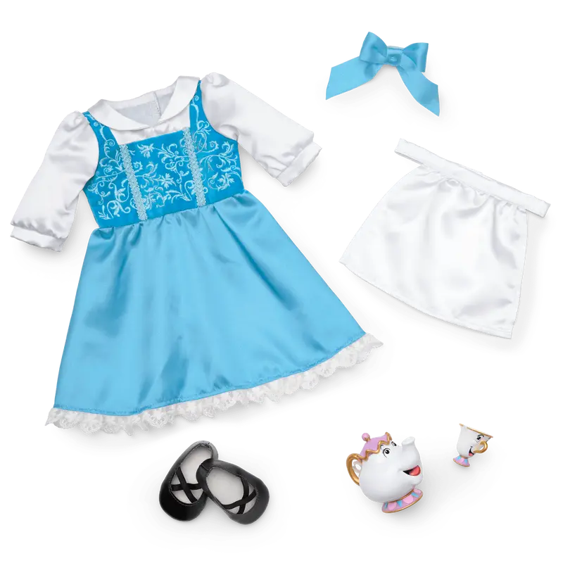 American Girl® Disney Princess Belle Blue Dress, Mrs. Potts, Chip & Accessories For 18-Inch Dolls 1