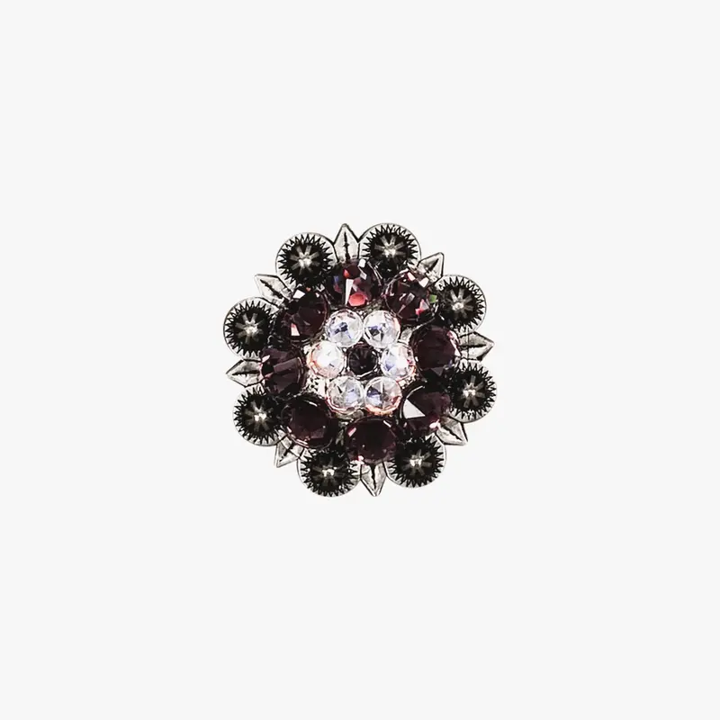 Amethyst & Ab Antique Silver 1.25" European Crystal Concho 1