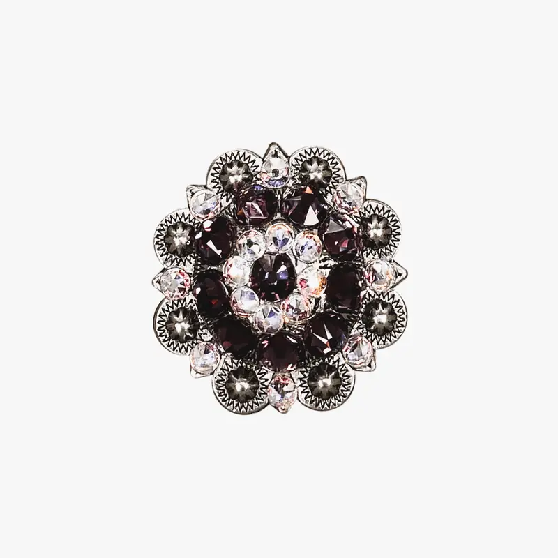 Amethyst & Ab Antique Silver 1.5" European Crystal Concho 1