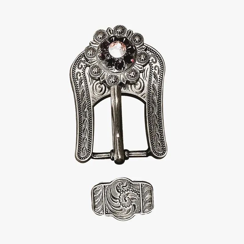 Amethyst & Ab Antique Silver European Crystal Buckle Keeper Set 1