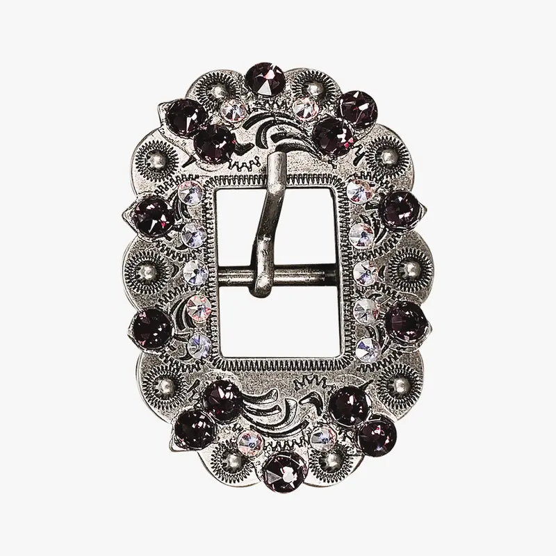 Amethyst & Ab Antique Silver European Crystal Cart Buckle 1