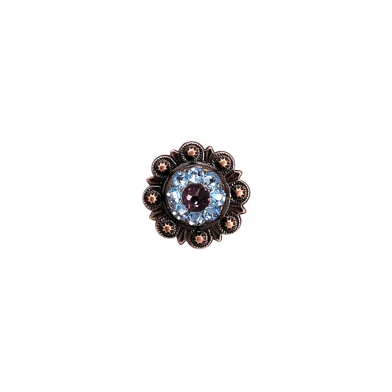 Amethyst & Aqua Copper 1" European Crystal Concho 1