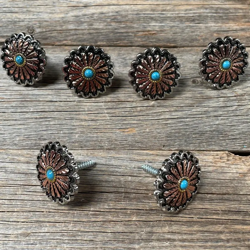 Antique Silver And Copper Floral Saddle Set Ssw220l 1