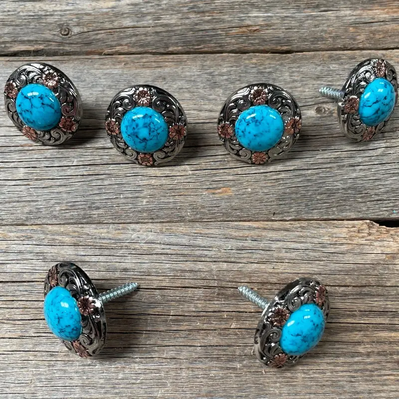 Antique Silver And Copper Turquoise Saddle Set Ssw222l 1