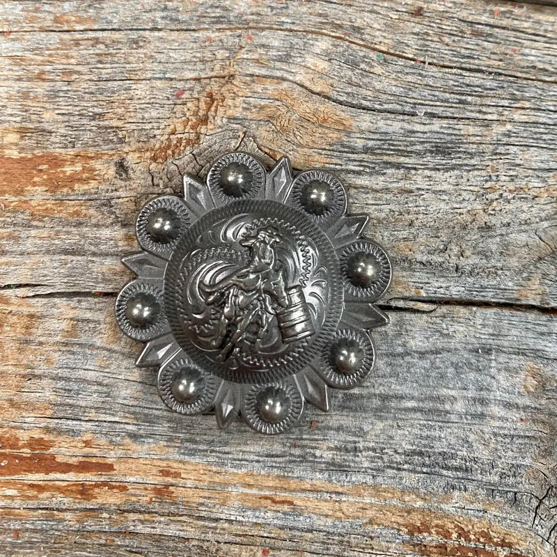 Antique Silver Barrel Racer Concho 1.5" W177l 1