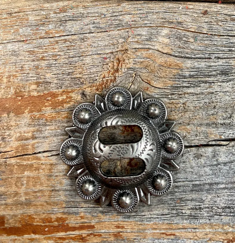 Antique Silver Berry Slotted Concho 1.5" W173l 1