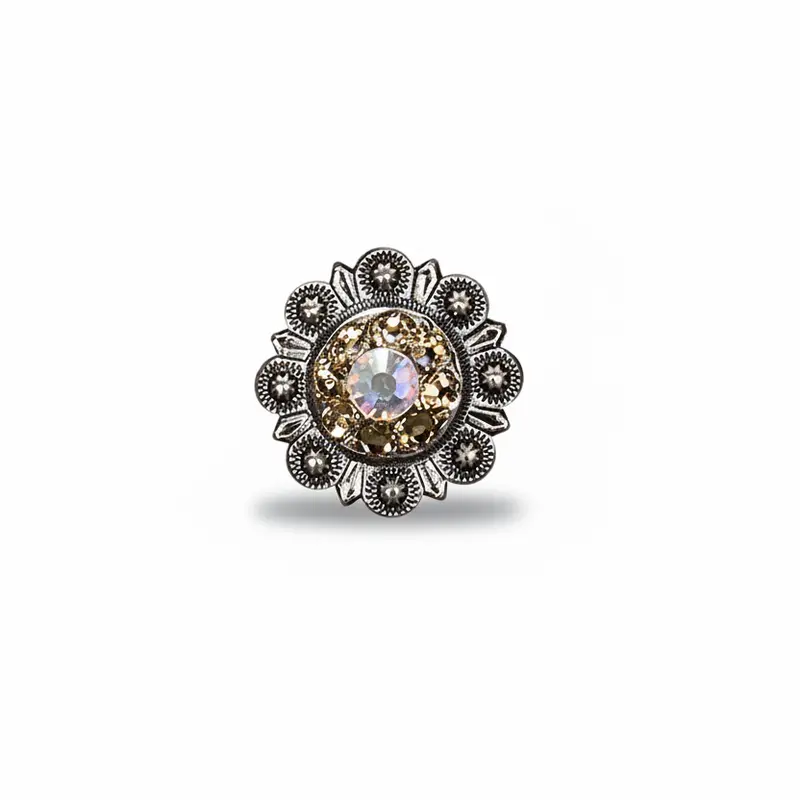 Antique Silver Champagne, Ab Crystal Conchos - Sizes From 1"- 3" And Buckles 3