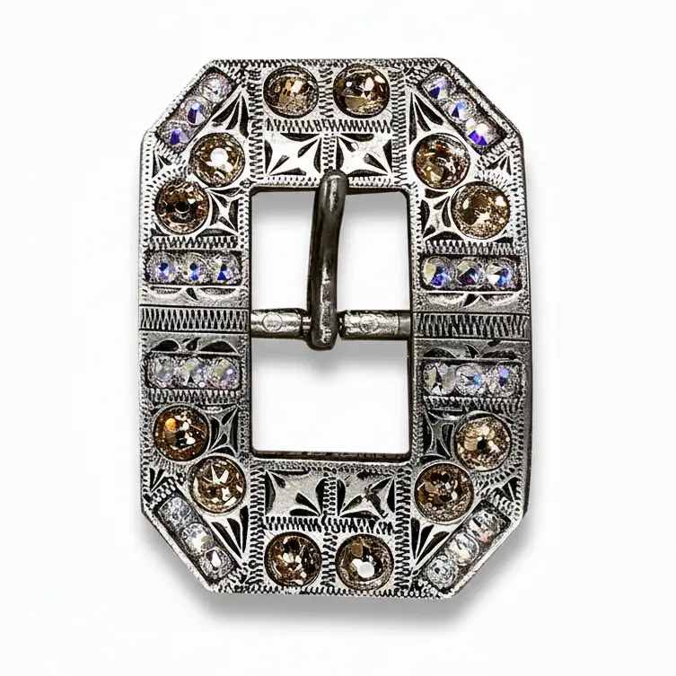 Antique Silver Champagne, Ab Crystal Conchos - Sizes From 1"- 3" And Buckles 8