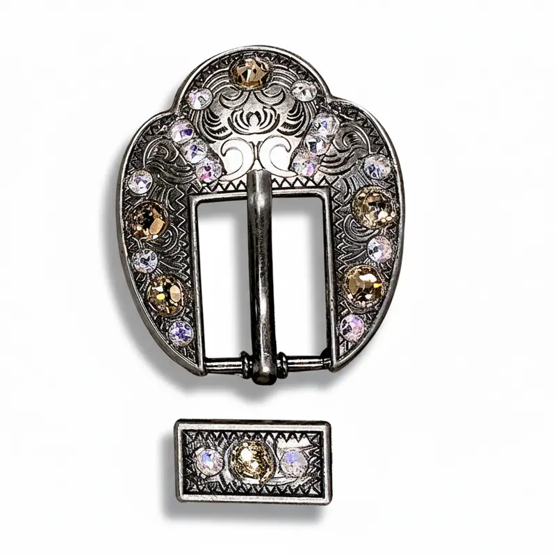 Antique Silver Champagne, Ab Crystal Conchos - Sizes From 1"- 3" And Buckles 9
