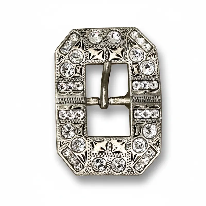 Antique Silver Clear Crystal Conchos - Sizes From 1"- 3" And Buckles 8